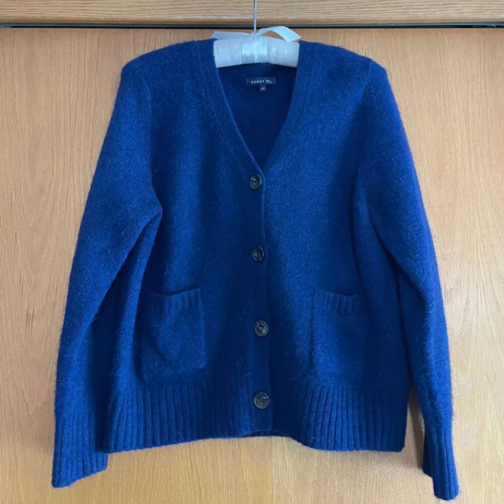 Soeur Paris Nuage Royal Blue Fuzzy Cardigan